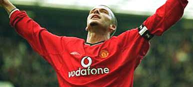 Beckham enjoys after scoring the fifth goal of the game.